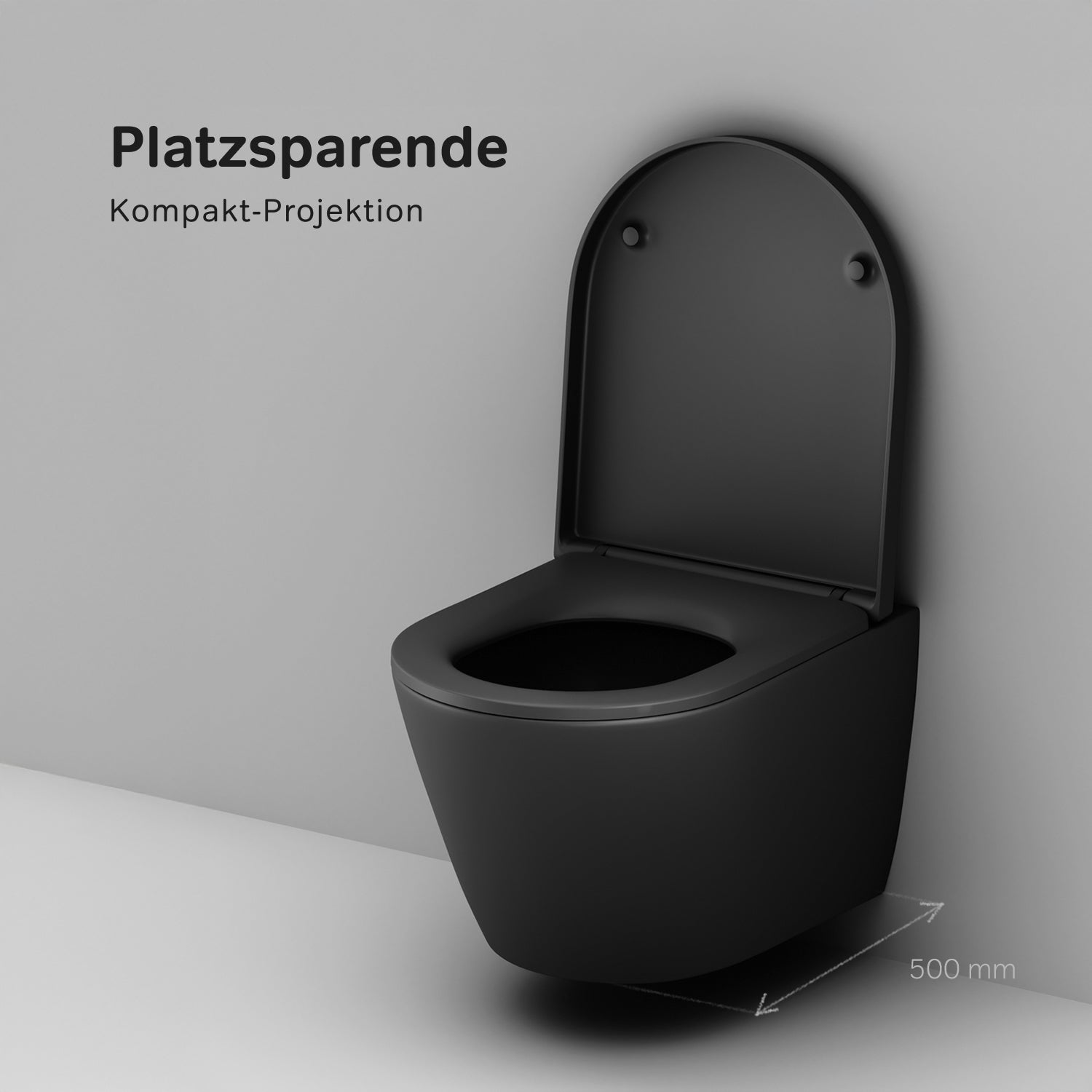 CNA1901PMBSC WC suspendu avec abattant Flash AquaSpin, WC à chasse d'eau profonde, sans bride, avec couvercle, noir