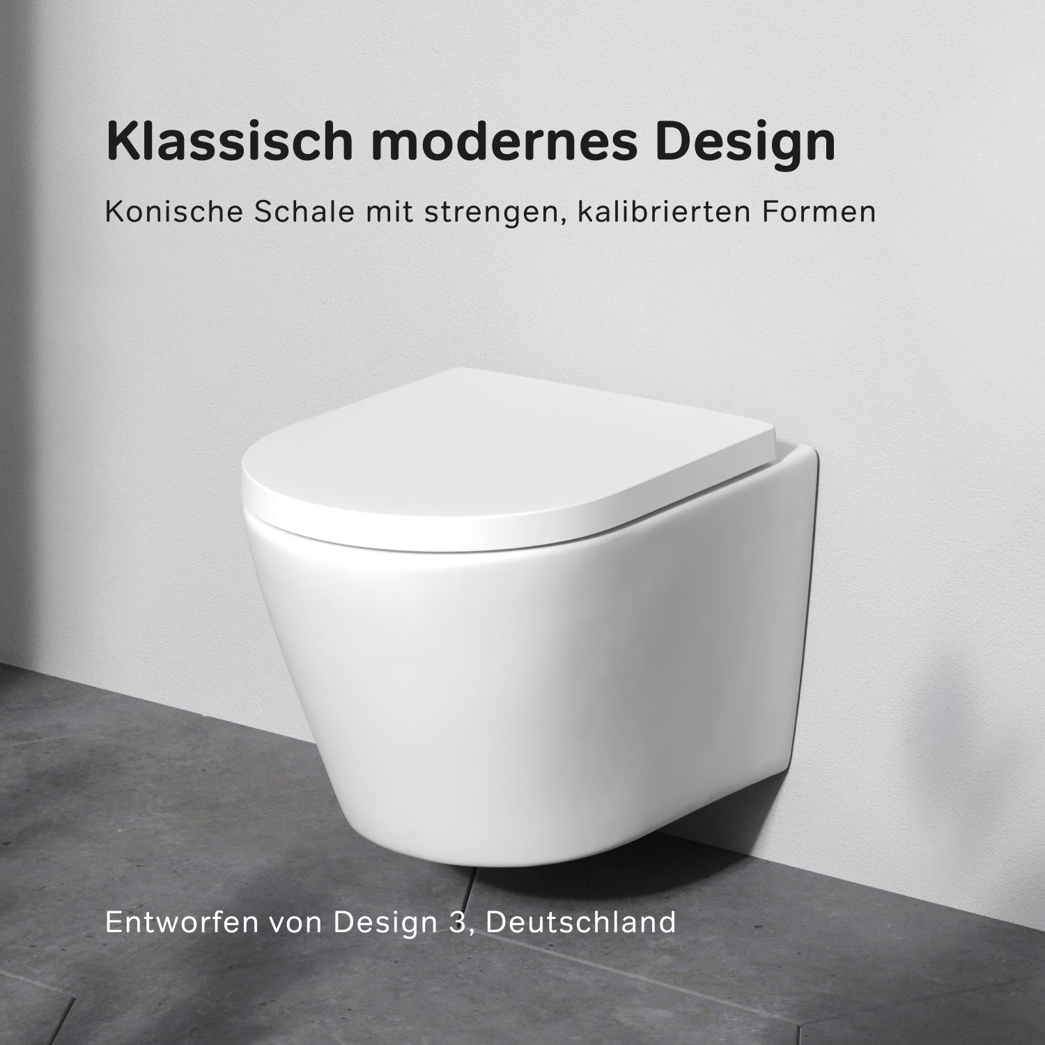 CNA1901PSC Wand-WC mit Sitz Flash AquaSpin Tiefspül-WC Spülrandlos Hänge WC mit Toilettendeckel