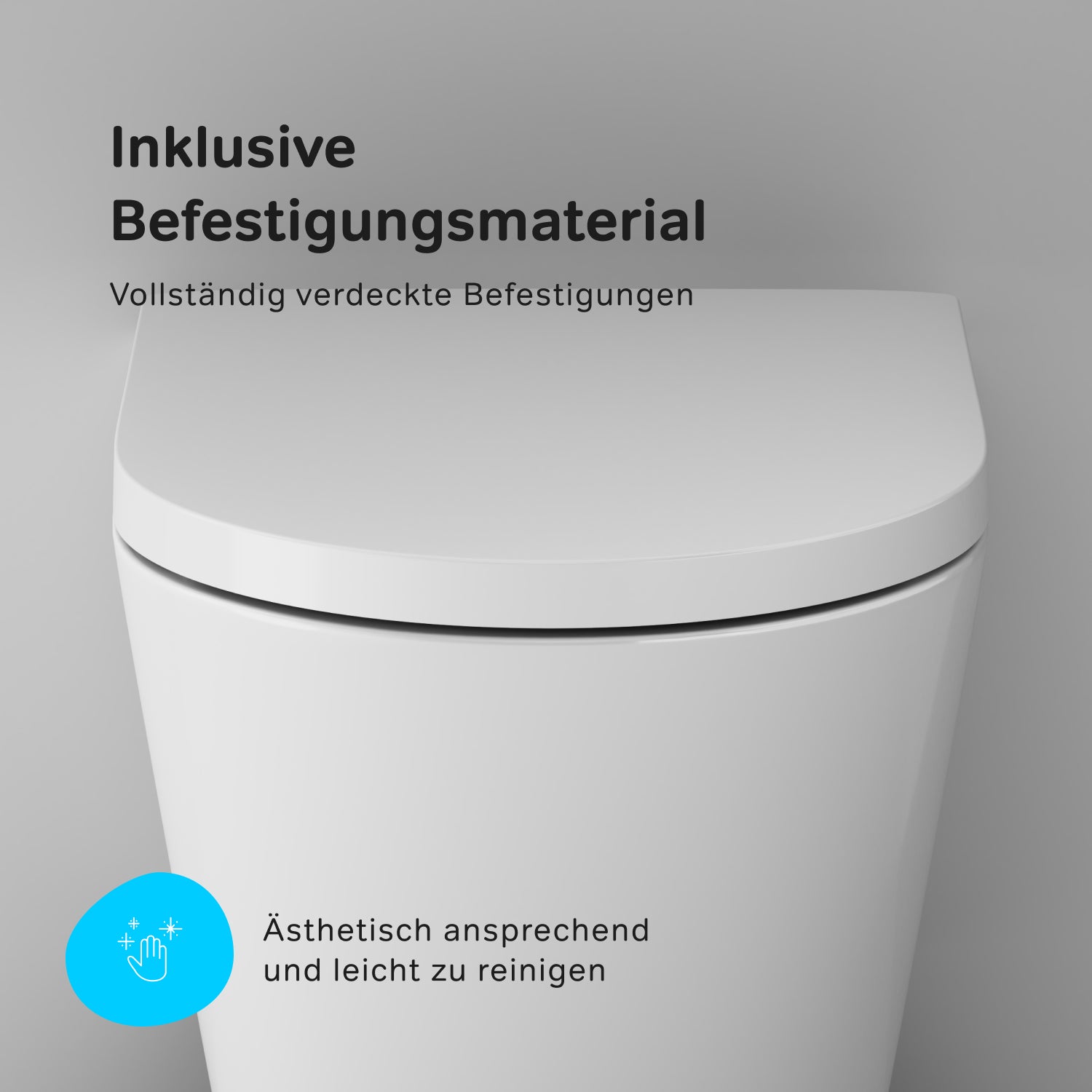 CNA1901PSC Wand-WC mit Sitz Flash AquaSpin Tiefspül-WC Spülrandlos Hänge WC mit Toilettendeckel