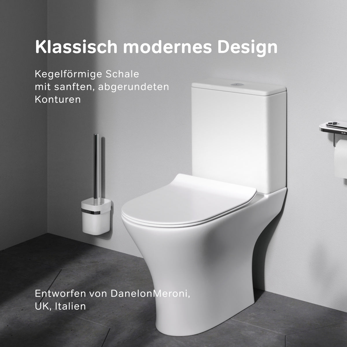 WC sur pied Flash avec sortie murale horizontale (PK) , sans bride et abattant à fermeture ralentie–CNA8600PSC