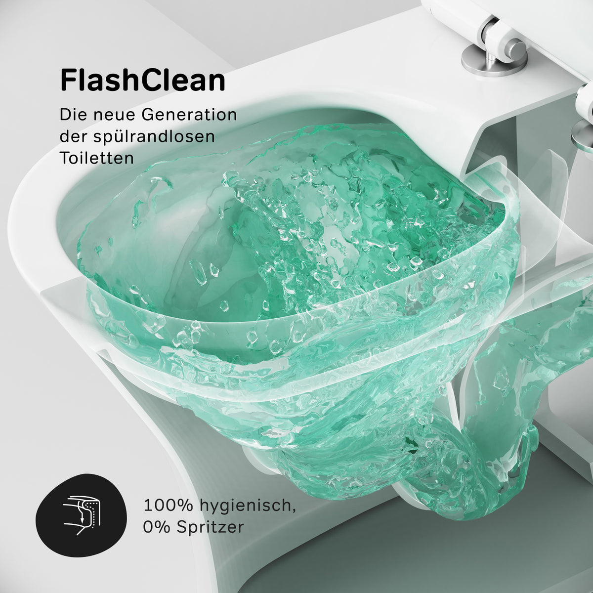 WC sur pied Flash avec sortie murale horizontale (PK) , sans bride et abattant à fermeture ralentie–CNA8600PSC