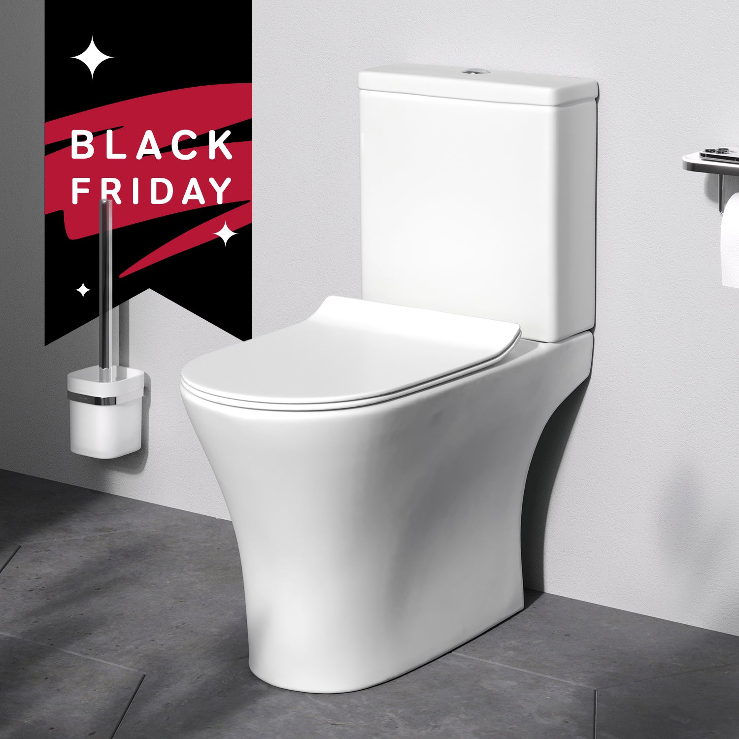 CNA8600PSC Stand-WC Flash Spülrandloses mit Softclosing-Sitzabdeckung