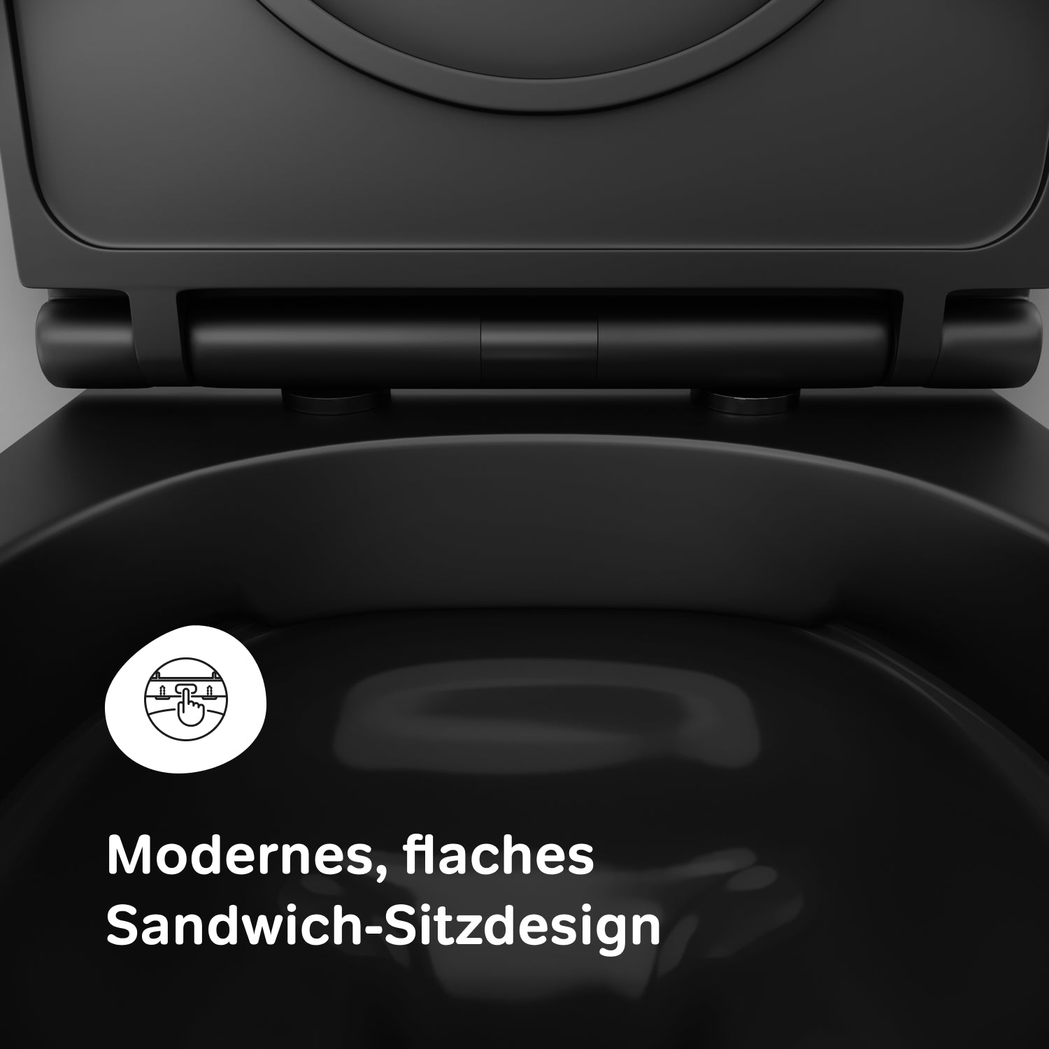 WC suspendu CSB1700MBSC avec abattant, système de nettoyage Spirit FlashClean, chasse d'eau profonde, sans bride, avec couvercle, noir