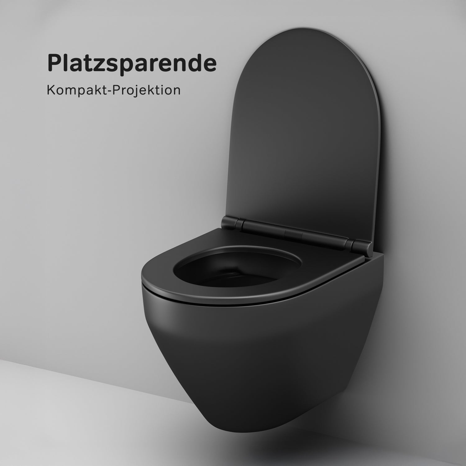 WC suspendu CSB1700MBSC avec abattant, système de nettoyage Spirit FlashClean, chasse d'eau profonde, sans bride, avec couvercle, noir