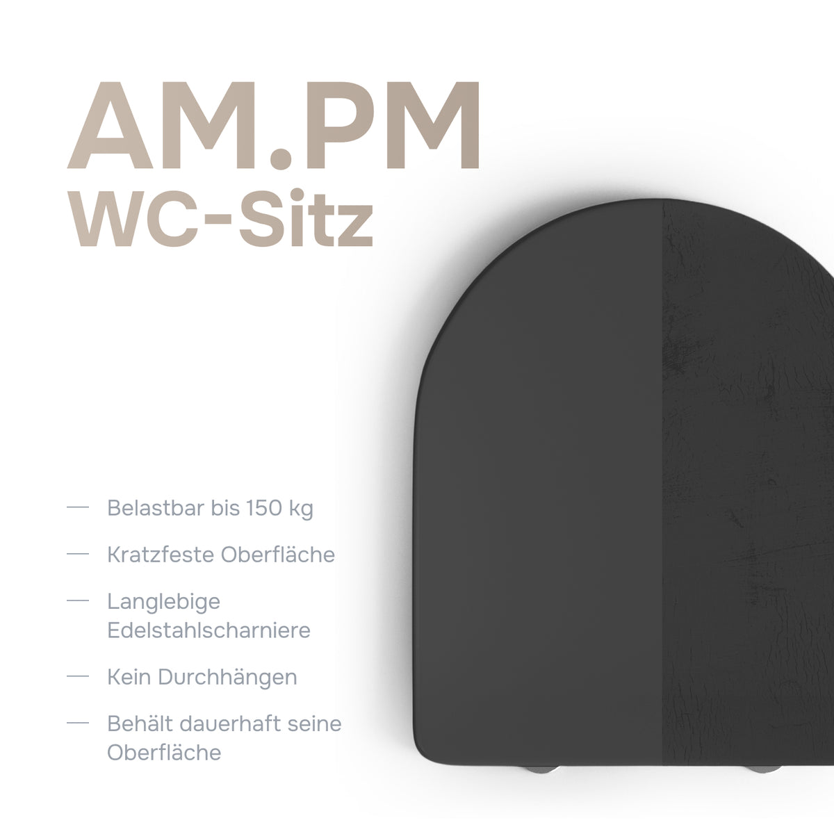 WC suspendu sans bride FlashClean avec abattant, noir–CSB1700MBSC