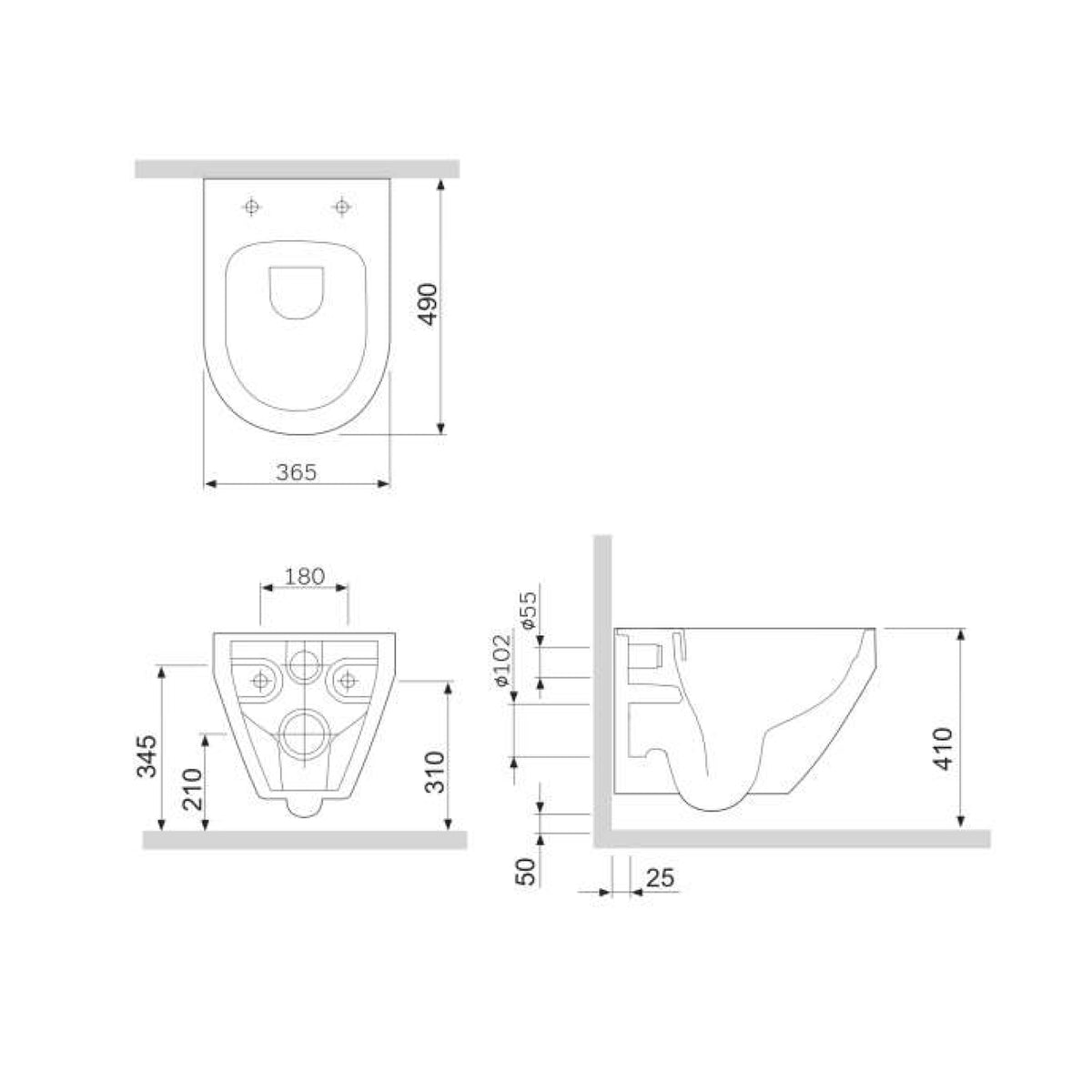 Wand-WC Spirit V2.0 AquaSpin spülrandlos mit WC-Sitz – CSB190P0SC