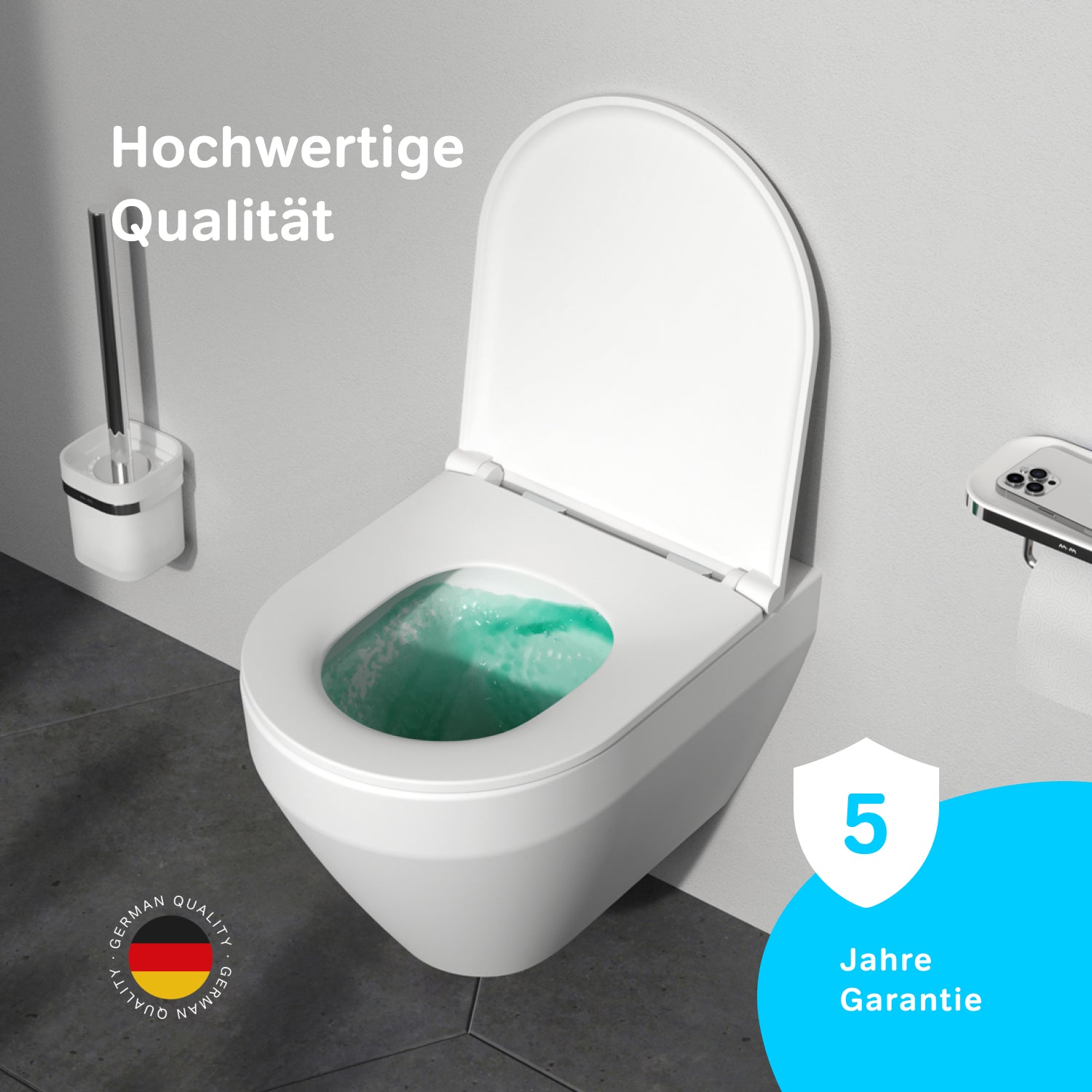 WC suspendu Spirit V2. 0 AquaSpin CSB190P0SC avec abattant, chasse d'eau profonde, sans bride, avec abattant. 