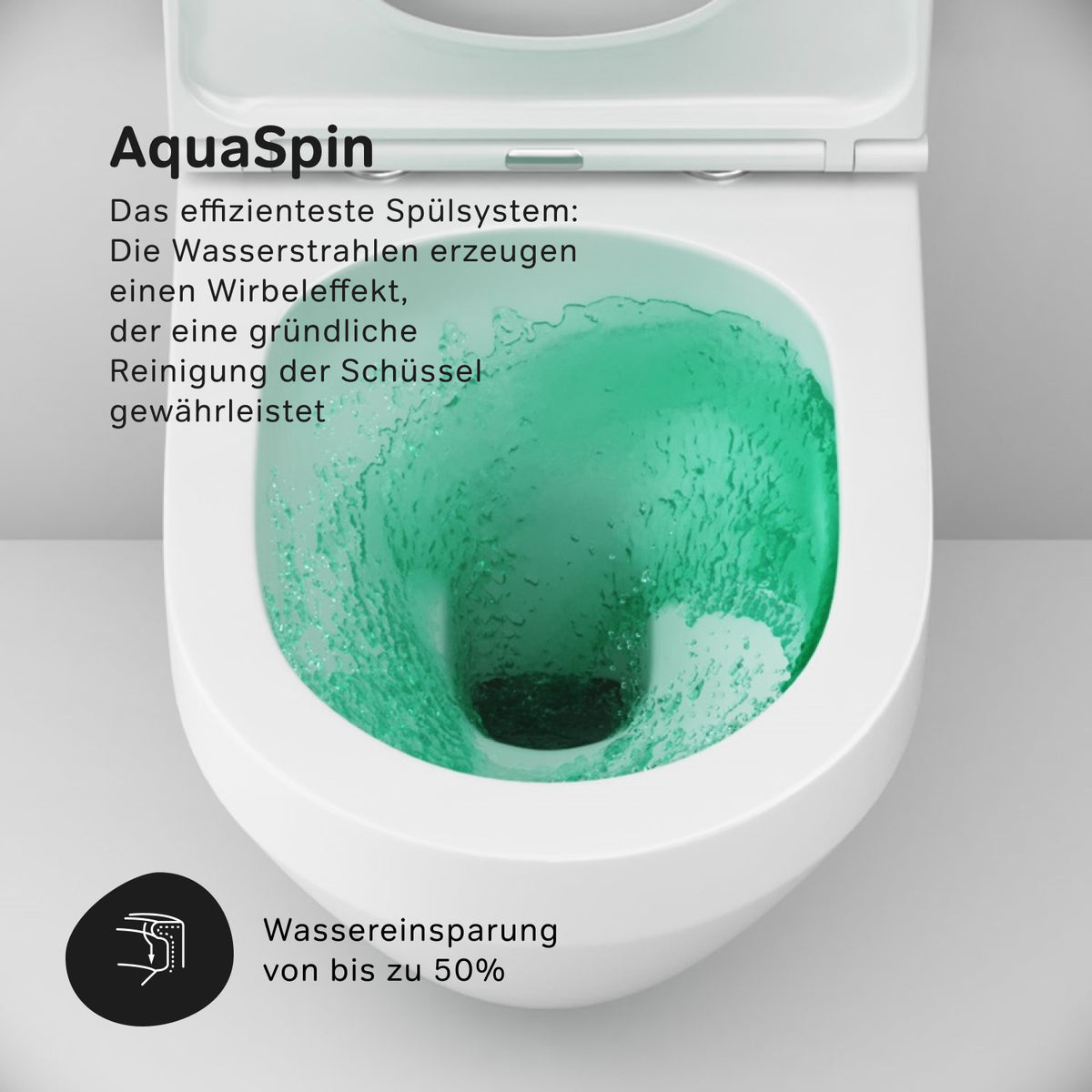Wand-WC Spirit V2.0 AquaSpin spülrandlos mit WC-Sitz – CSB190P0SC