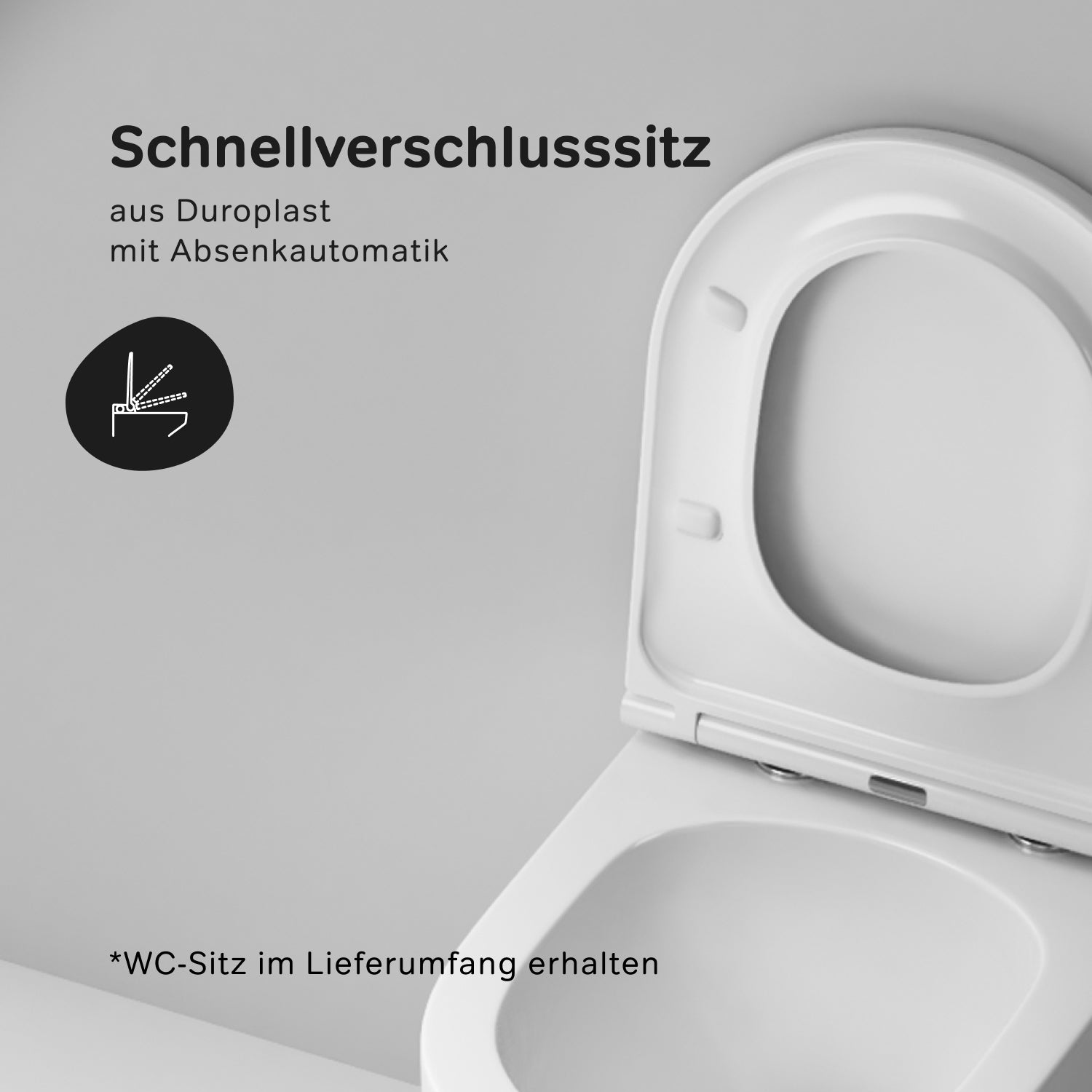 WC suspendu Spirit V2. 0 AquaSpin CSB190P0SC avec abattant, chasse d'eau profonde, sans bride, avec abattant. 