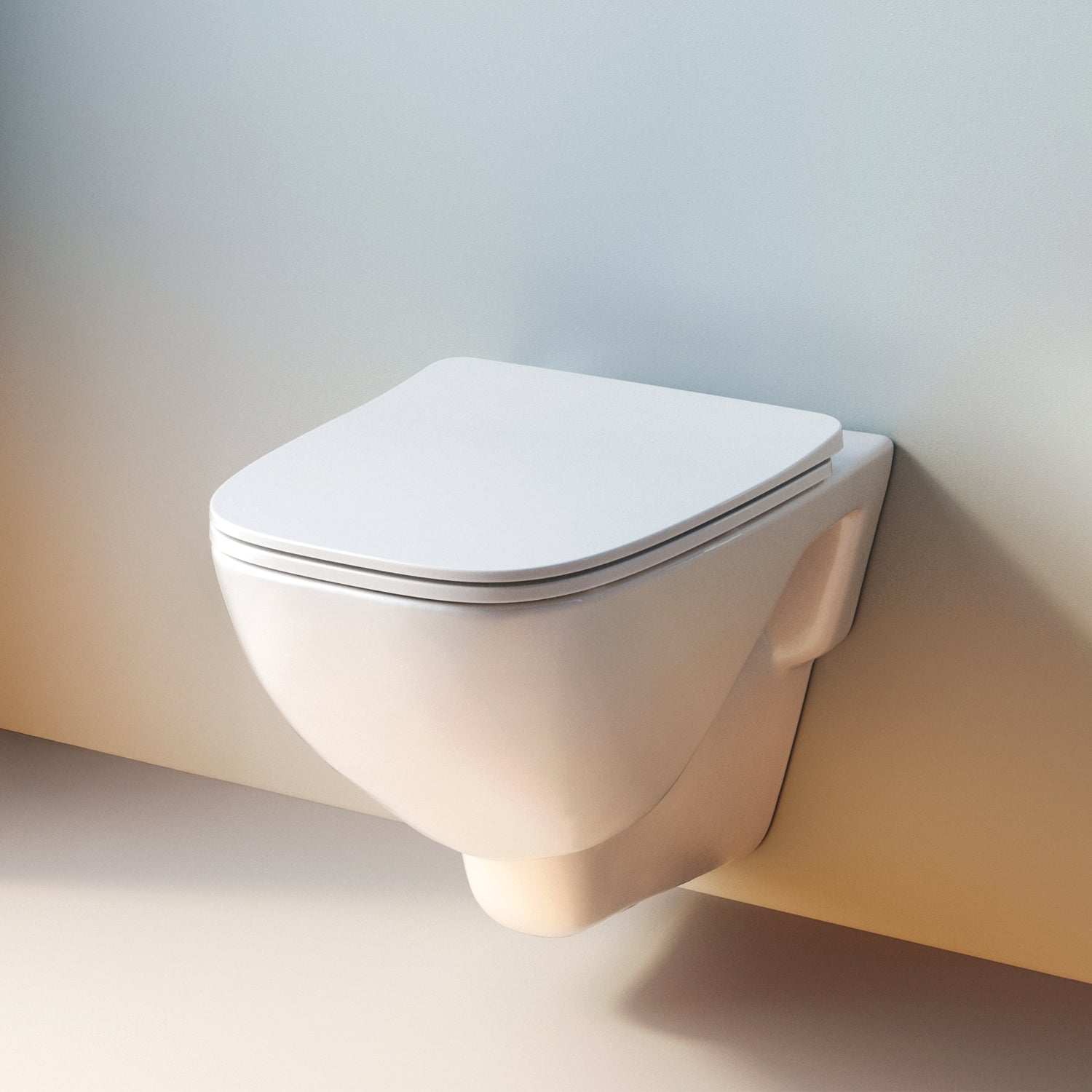 WC suspendu CXA1700SC avec siège WC à fond creux X-Joy FlashClean, WC suspendu sans rebord avec abattant