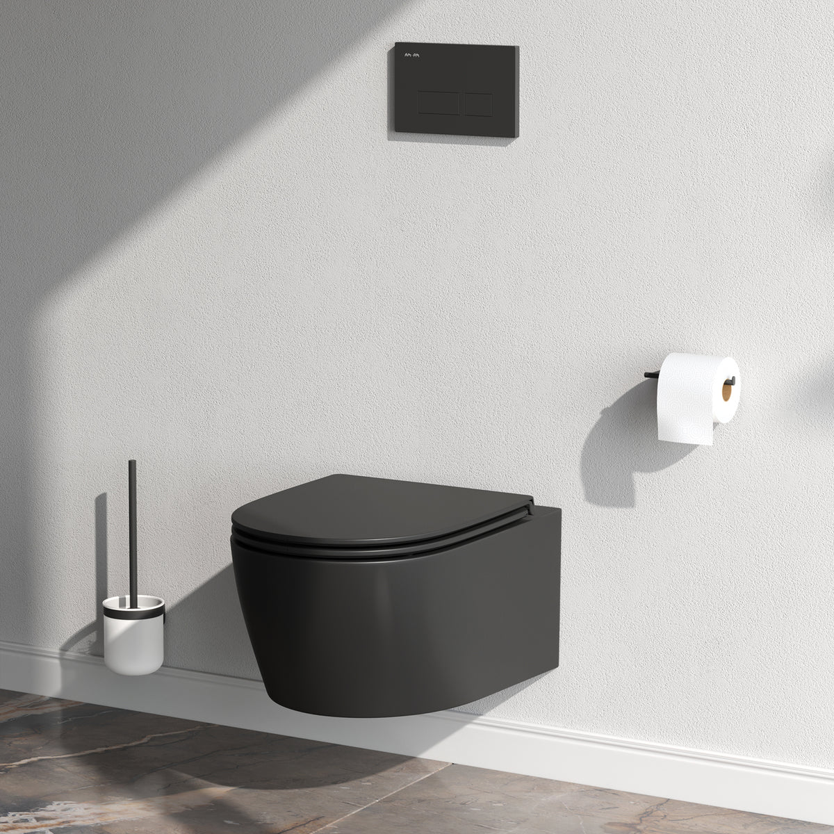 Wand-WC X-Joy S FlashClean spülrandlos mit WC-Sitz, Schwarz – CXB1700MBSC