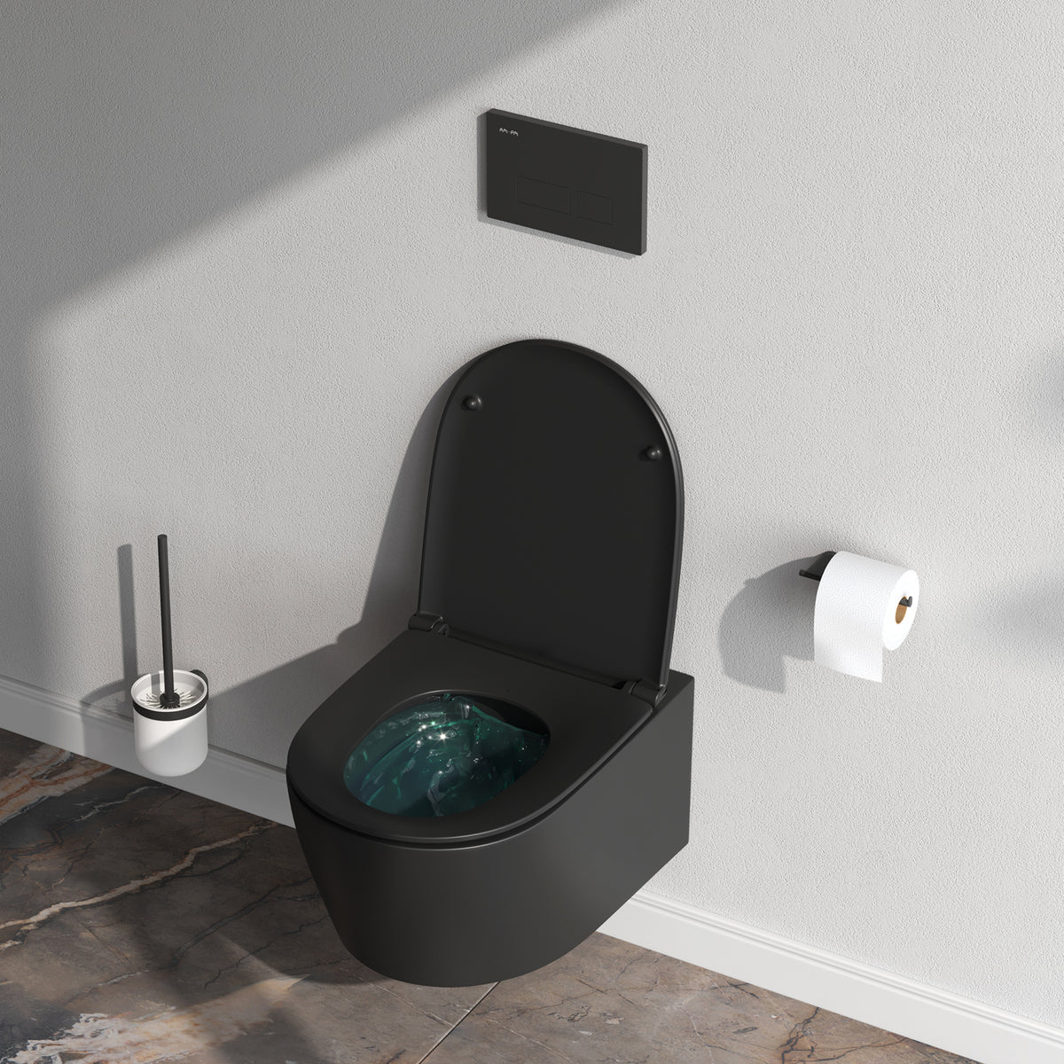 Wand-WC X-Joy S FlashClean spülrandlos mit WC-Sitz, Schwarz – CXB1700MBSC