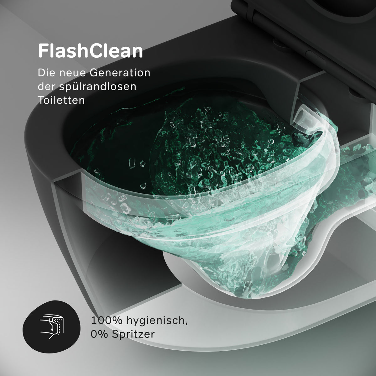Wand-WC X-Joy S FlashClean spülrandlos mit WC-Sitz, Schwarz – CXB1700MBSC