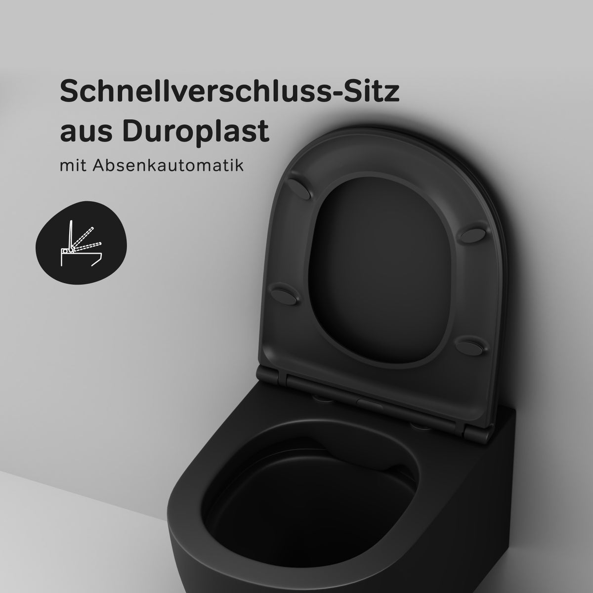 Wand-WC X-Joy S FlashClean spülrandlos mit WC-Sitz, Schwarz – CXB1700MBSC