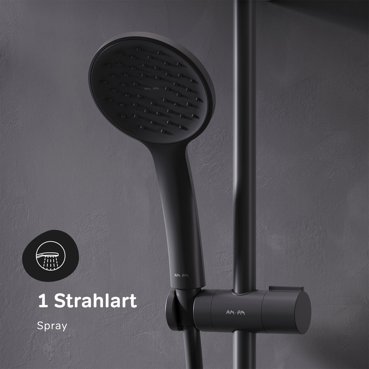 DuschSet Hit Brausegarnitur Stangenbrause-Set, Schwarz – F01TA022
