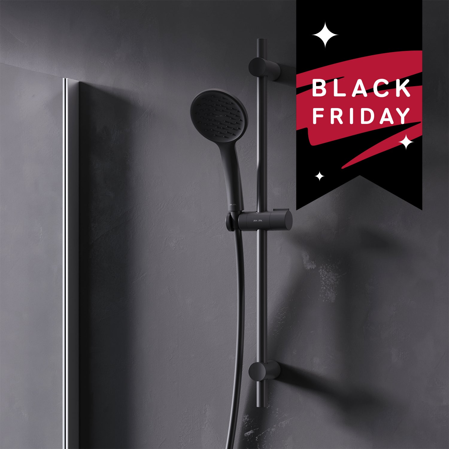 F01TA022 Duschset Hit Brausegarnitur Stangenbrause-Set, Schwarz