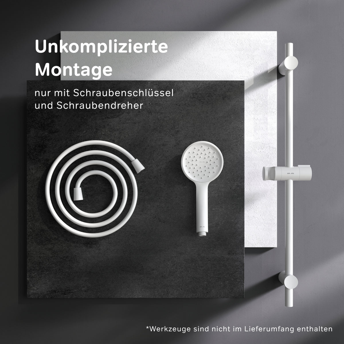 DuschSet Hit Brausegarnitur Stangenbrause-Set, Weiß – F01TA033