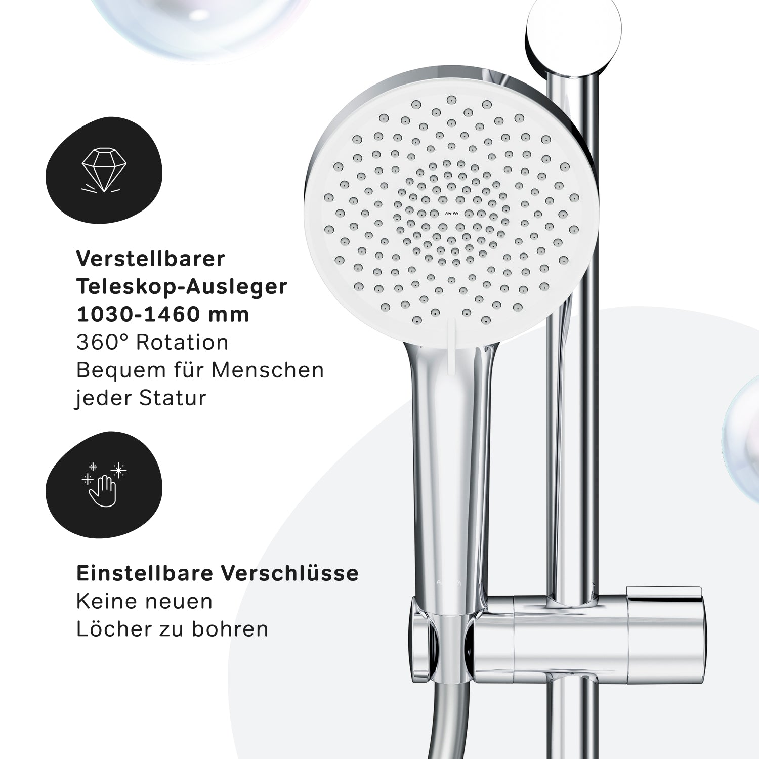 F0785A600 Duschsystem mit Regalmischer X-Joy Regendusche set Duschsäule ampm-store.de