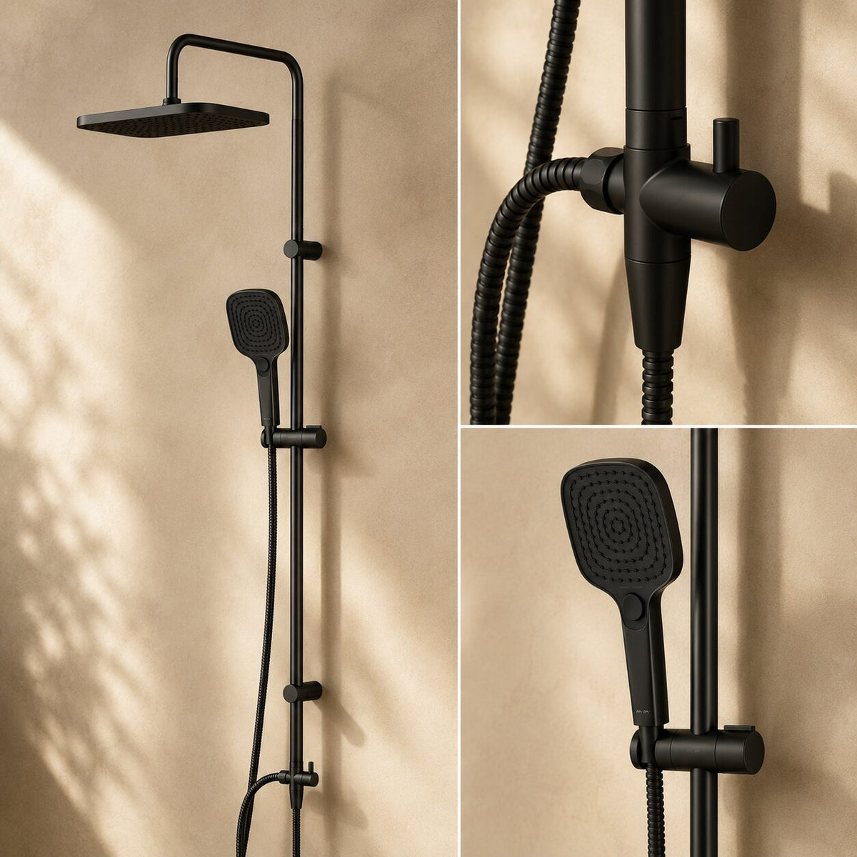 Duschsystem Play mit Regendusche, Schwarz – F078W022