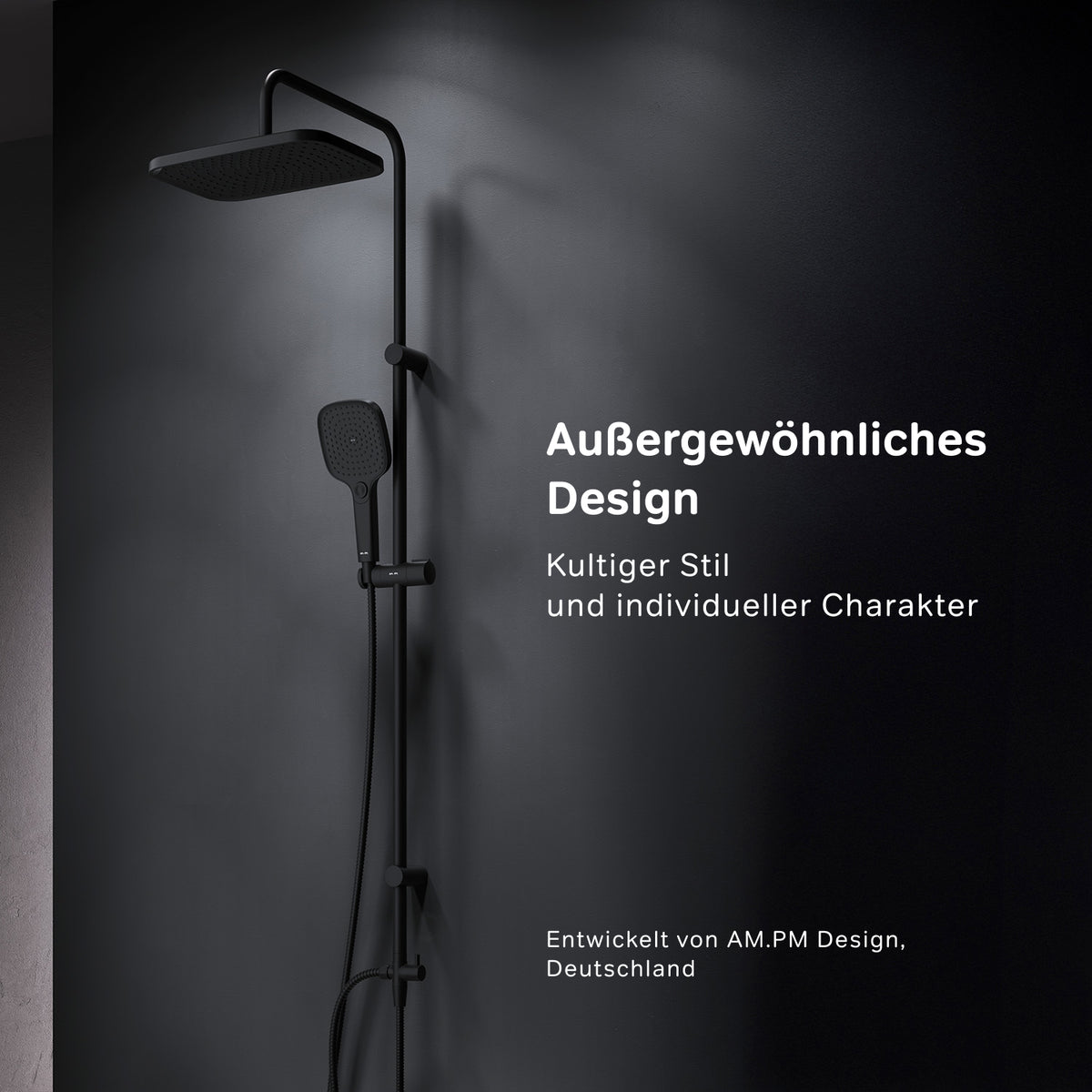 Duschsystem Play mit Regendusche, Schwarz – F078W022
