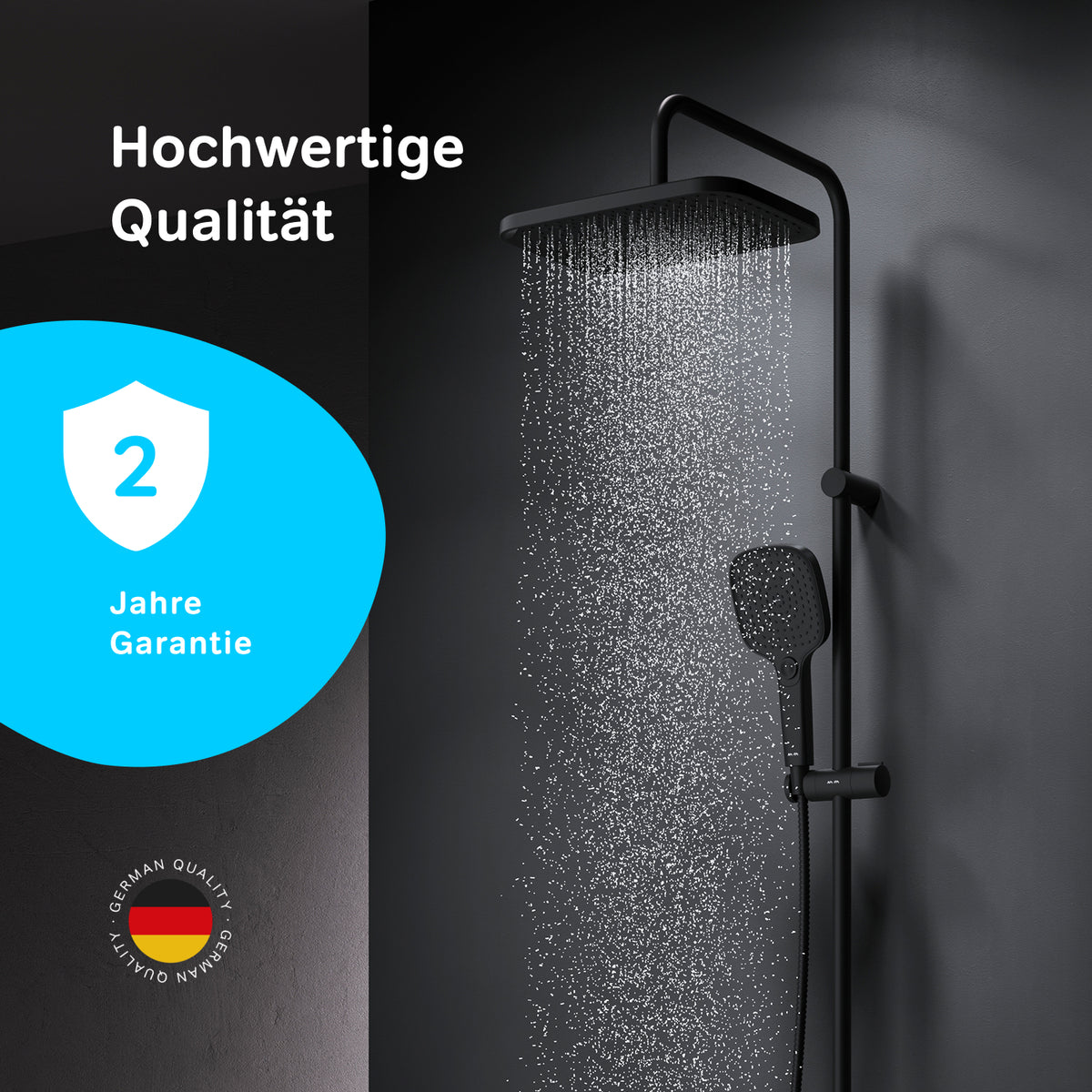 Duschsystem Play mit Regendusche, Schwarz – F078W022