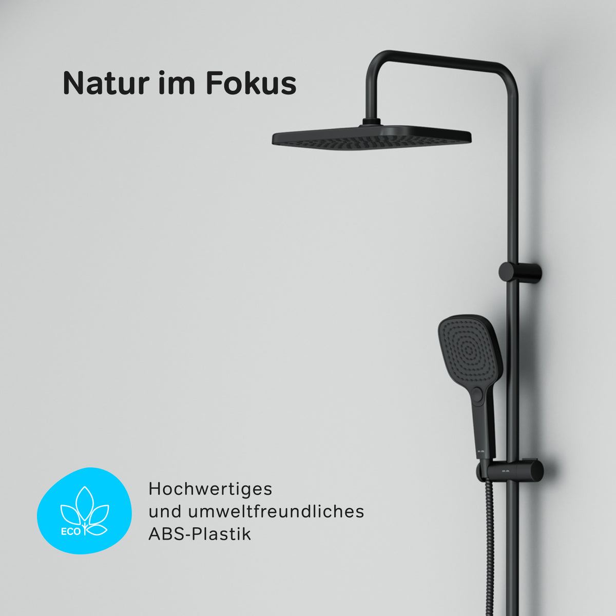 Duschsystem Play mit Regendusche, Schwarz – F078W022