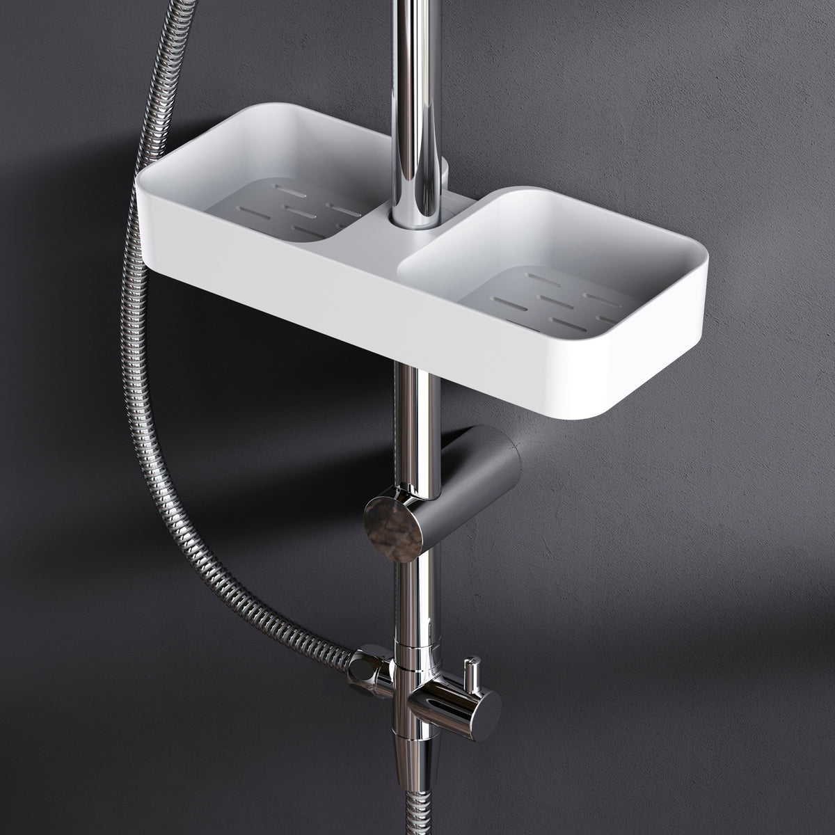 Système de douche ludique avec douche à effet pluie et étagère de douche–F078W203