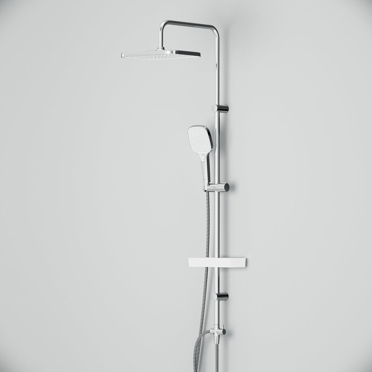 Système de douche ludique avec douche à effet pluie et étagère de douche–F078W203