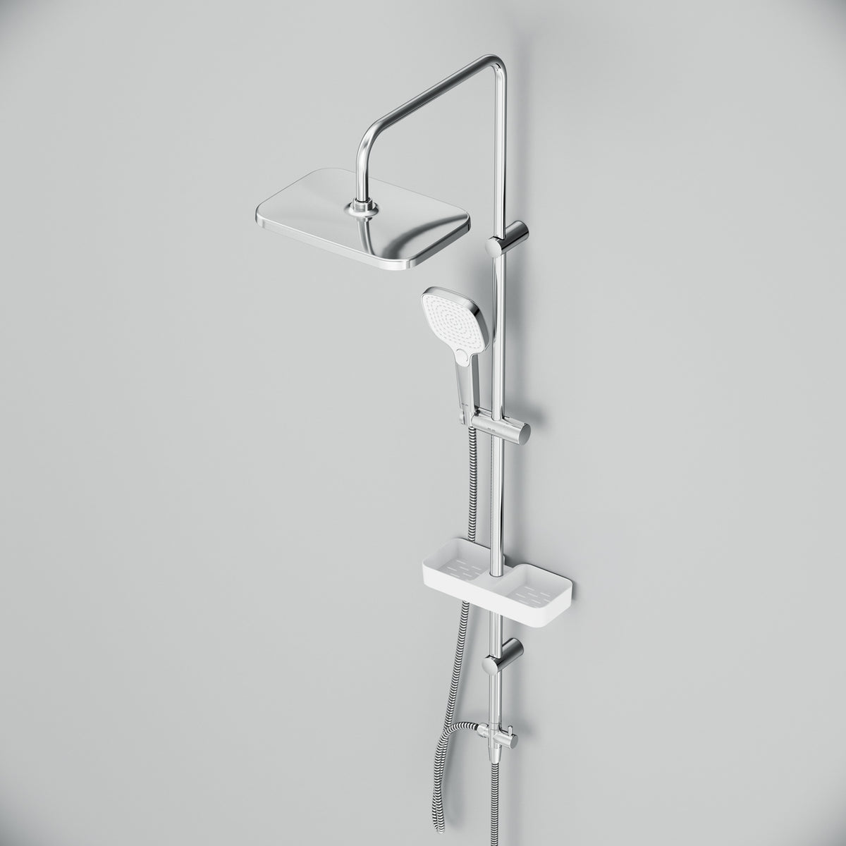 Système de douche ludique avec douche à effet pluie et étagère de douche–F078W203
