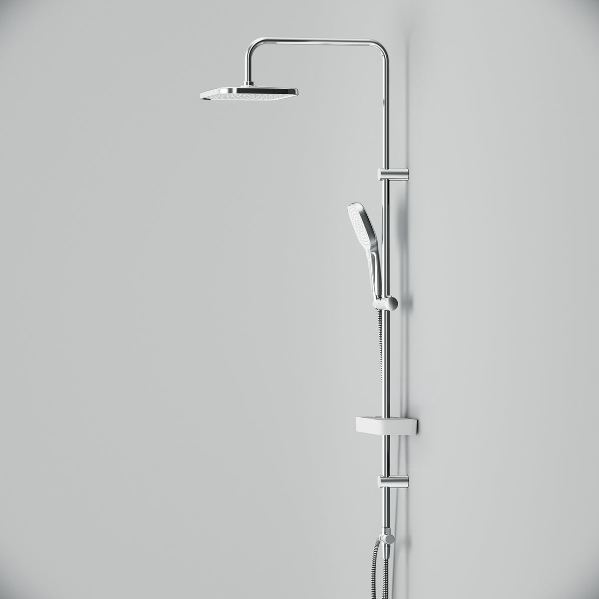Système de douche ludique avec douche à effet pluie et étagère de douche–F078W203