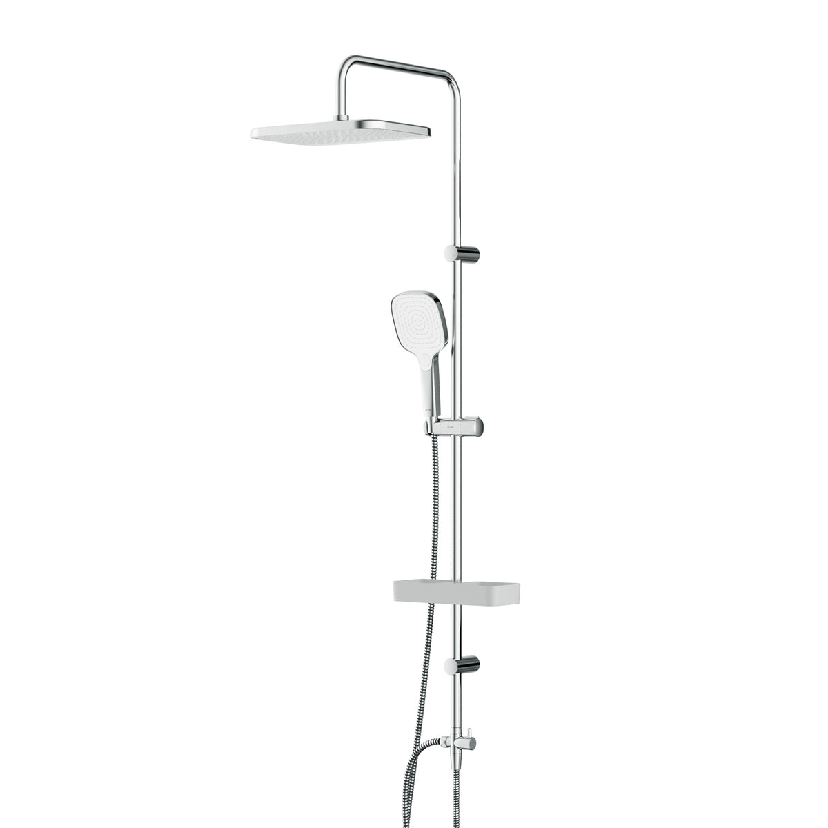 Système de douche ludique avec douche à effet pluie et étagère de douche–F078W203