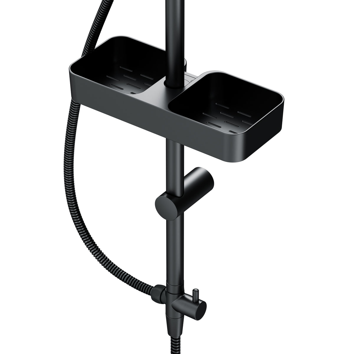 Système de douche Play avec douche à effet pluie et étagère de douche, noir–F078W222