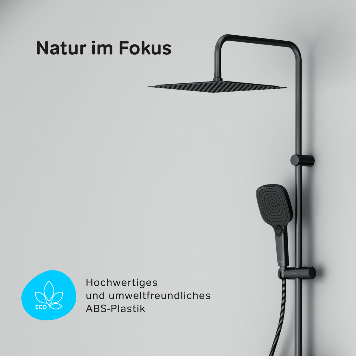 Système de douche Play avec pommeau de douche effet pluie, noir–F078X022