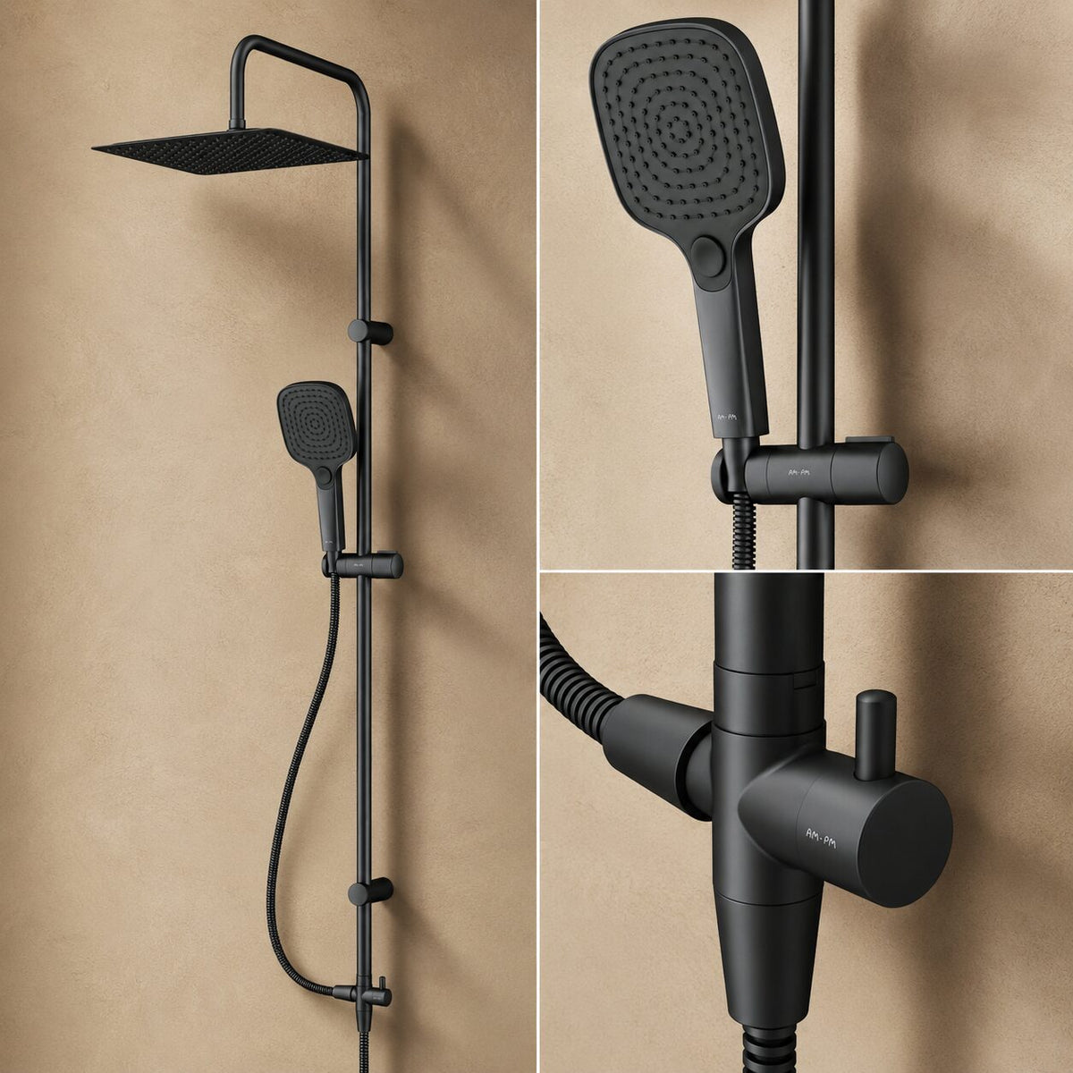 Duschsystem Play mit Regendusche, Schwarz – F078X022