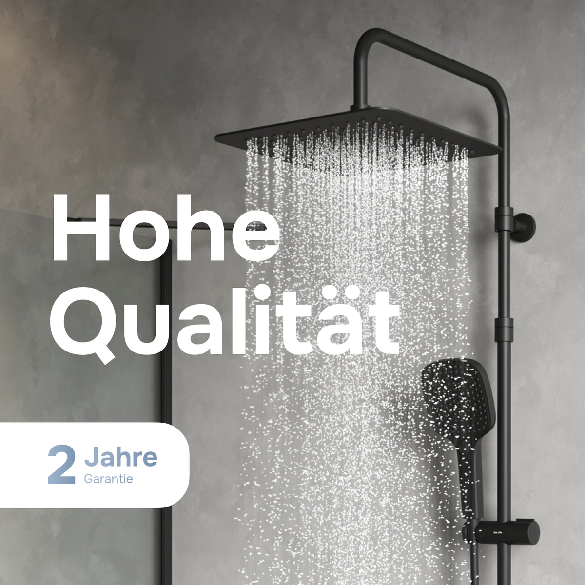 Système de douche Play avec pommeau de douche effet pluie, noir–F078X022