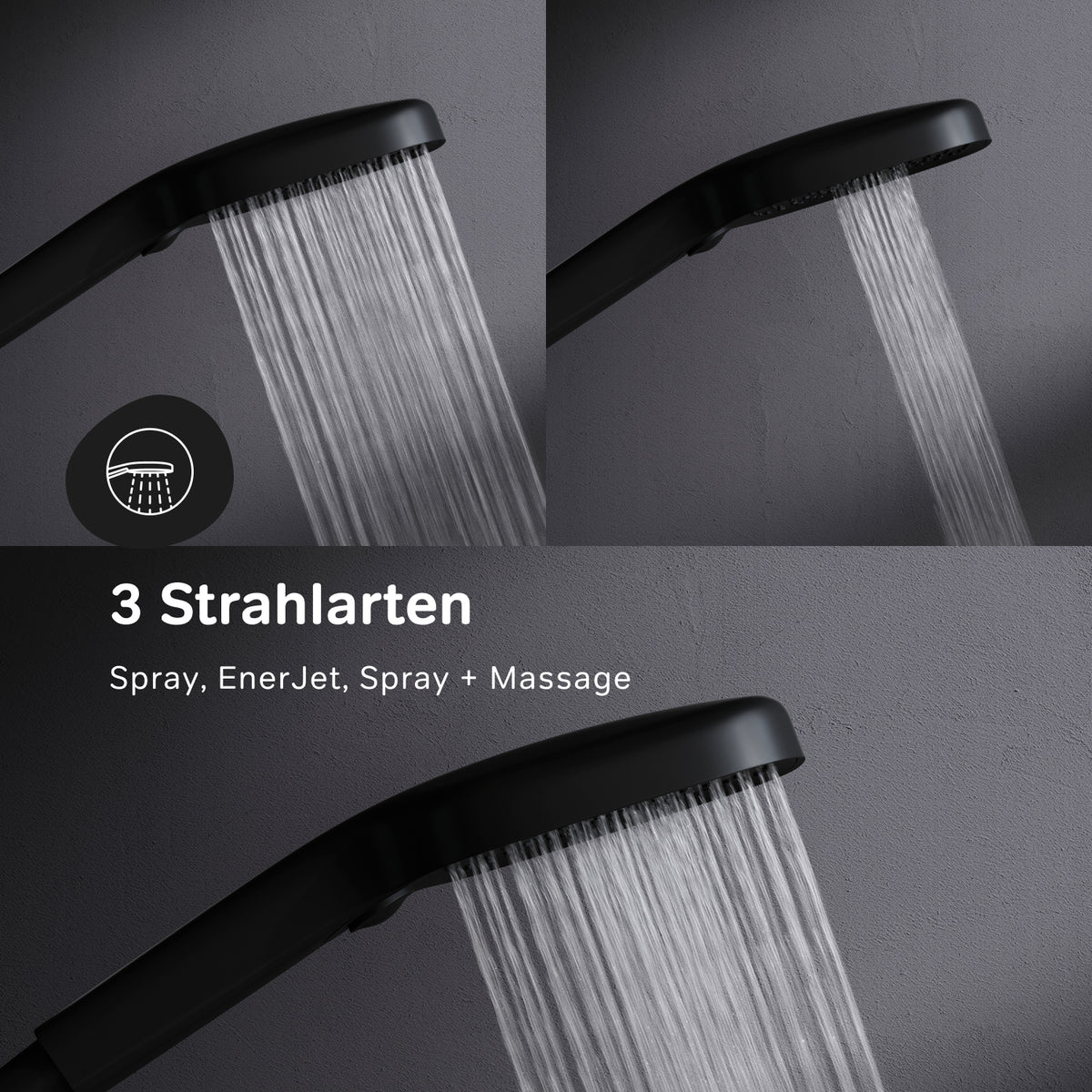 Système de douche Play avec pommeau de douche effet pluie, noir–F078X022