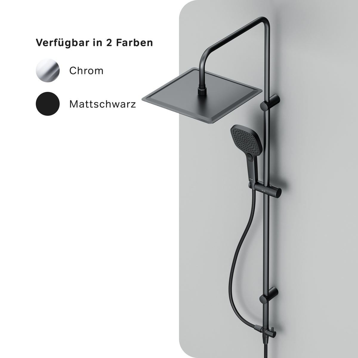 Système de douche Play avec pommeau de douche effet pluie, noir–F078X022