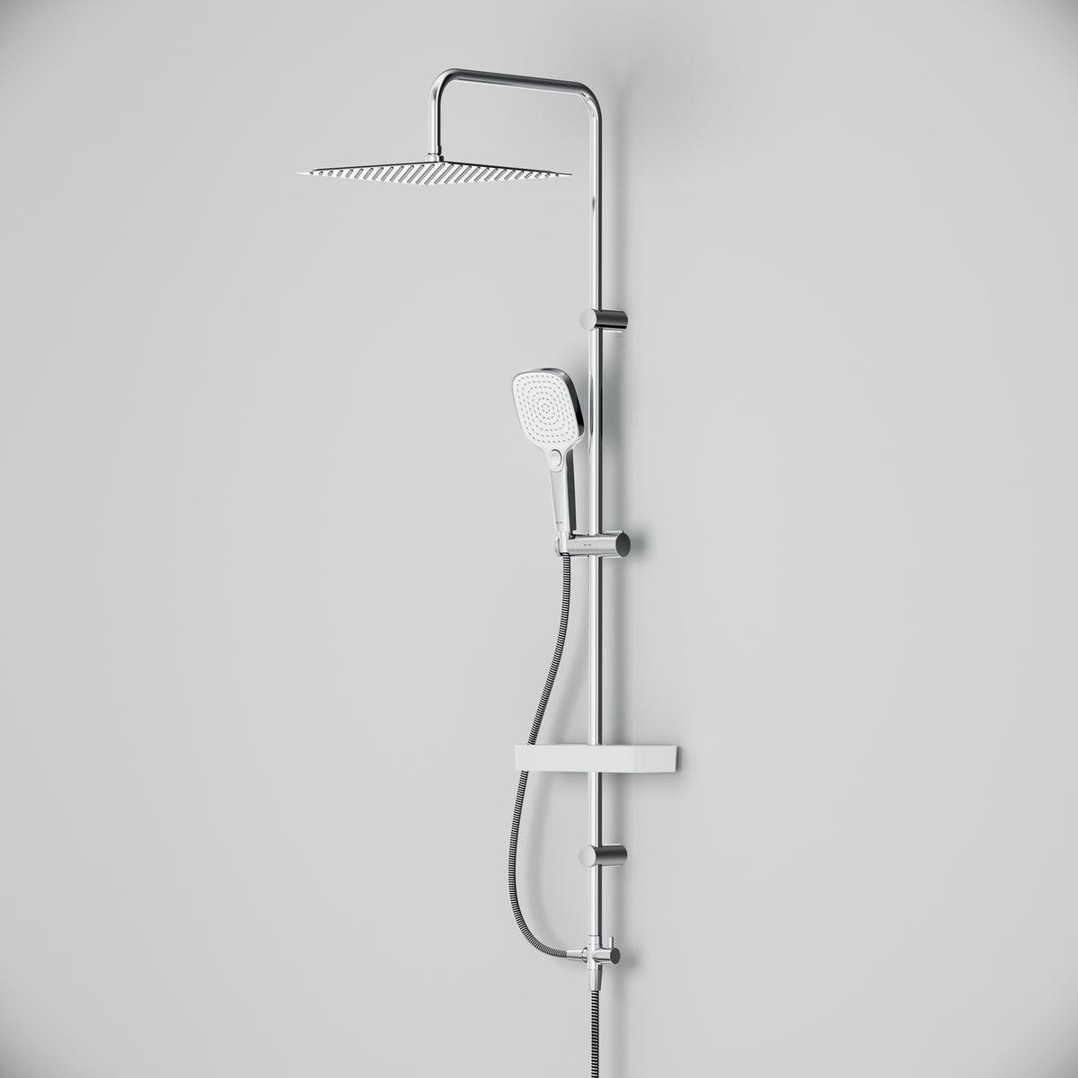 Système de douche ludique avec douche à effet pluie et étagère de douche–F078X203