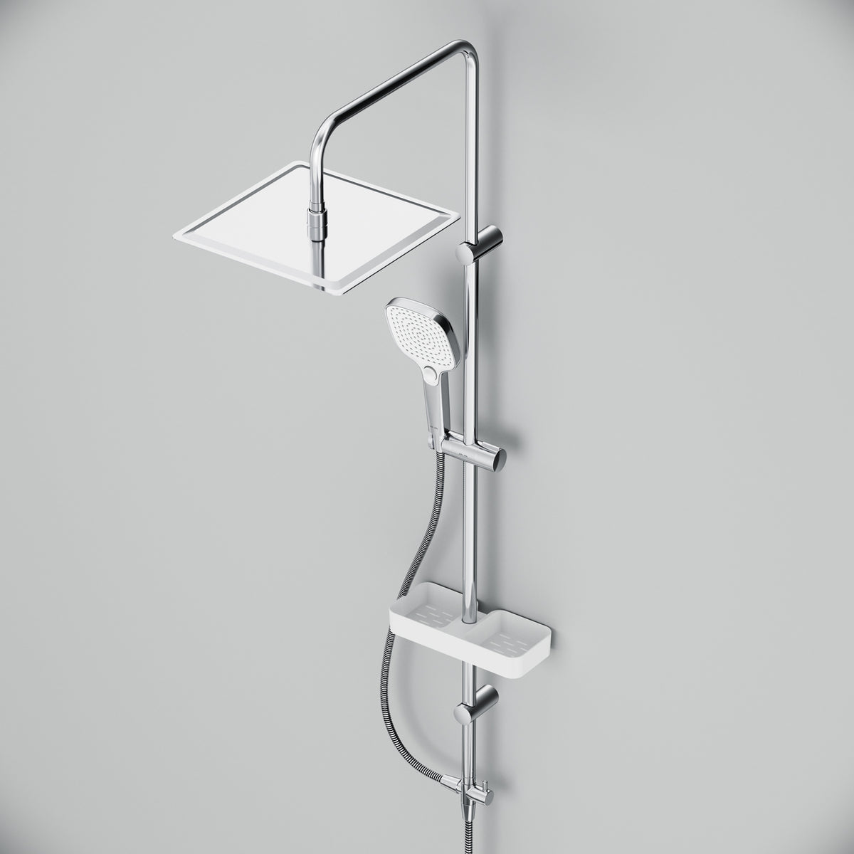 Système de douche ludique avec douche à effet pluie et étagère de douche–F078X203