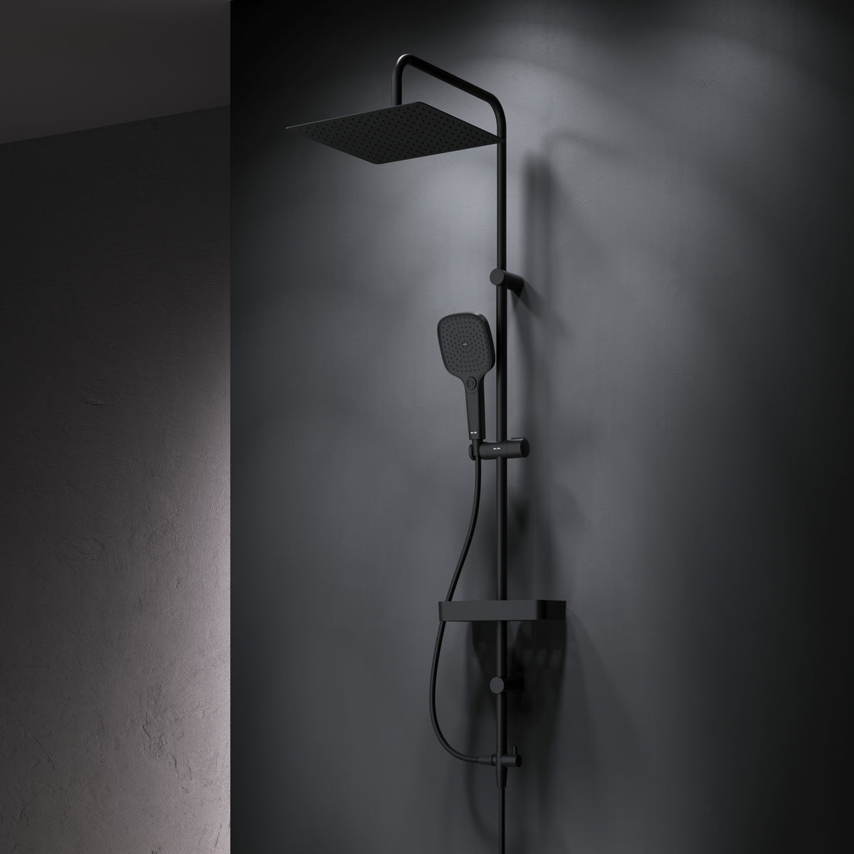 Duschsystem Play mit Regendusche und Duschablage, Schwarz – F078X222
