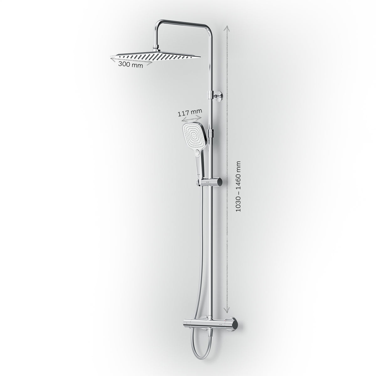 Système de douche Play avec thermostat et douche à effet pluie–F078X400