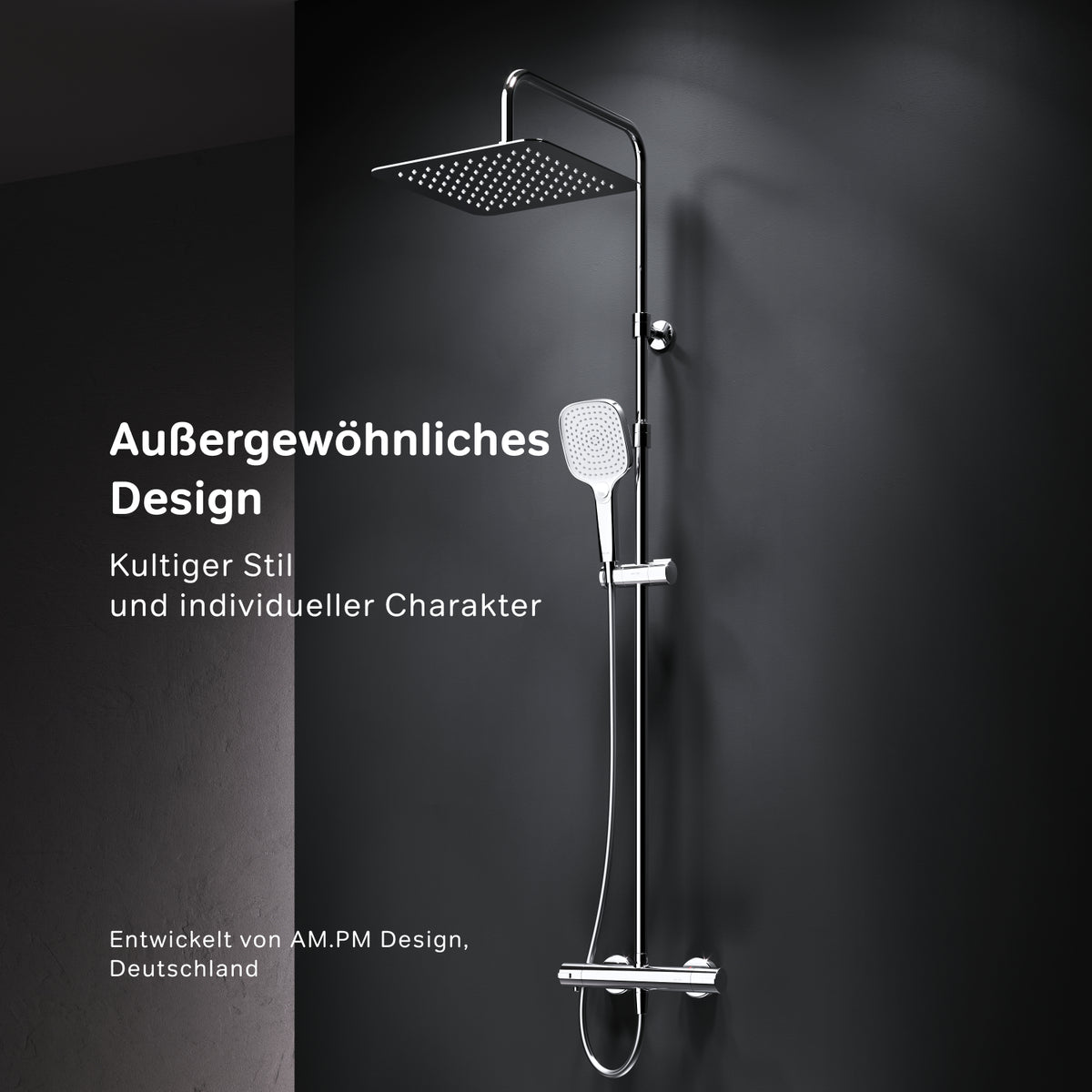 Système de douche Play avec thermostat et douche à effet pluie–F078X400
