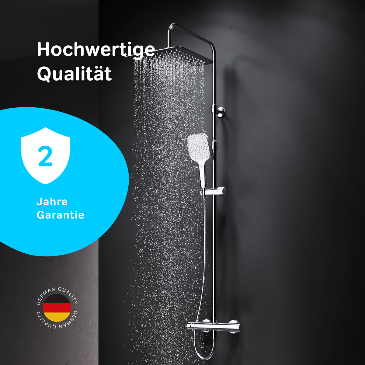 Système de douche Play avec thermostat et douche à effet pluie–F078X400