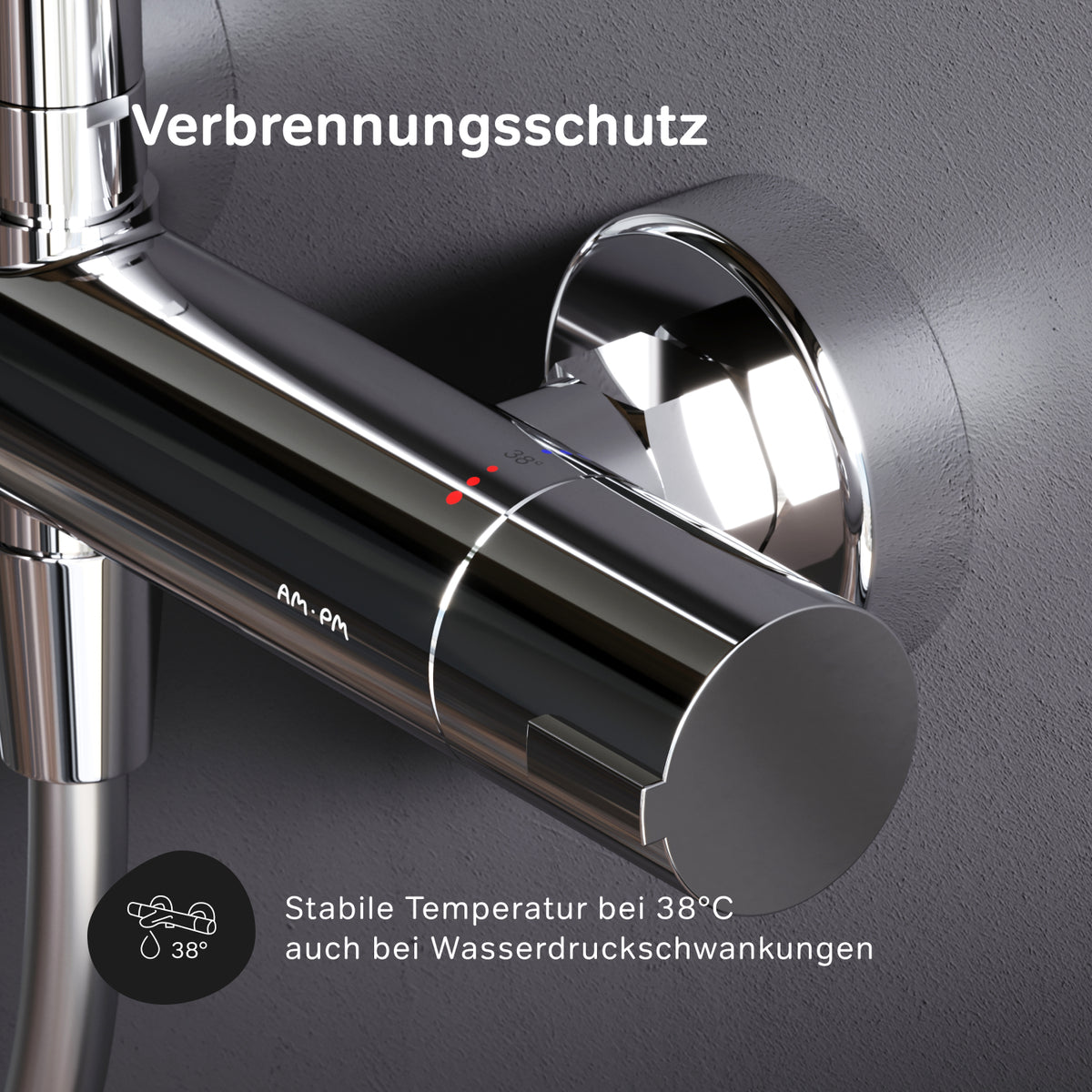 Système de douche Play avec thermostat et douche à effet pluie–F078X400