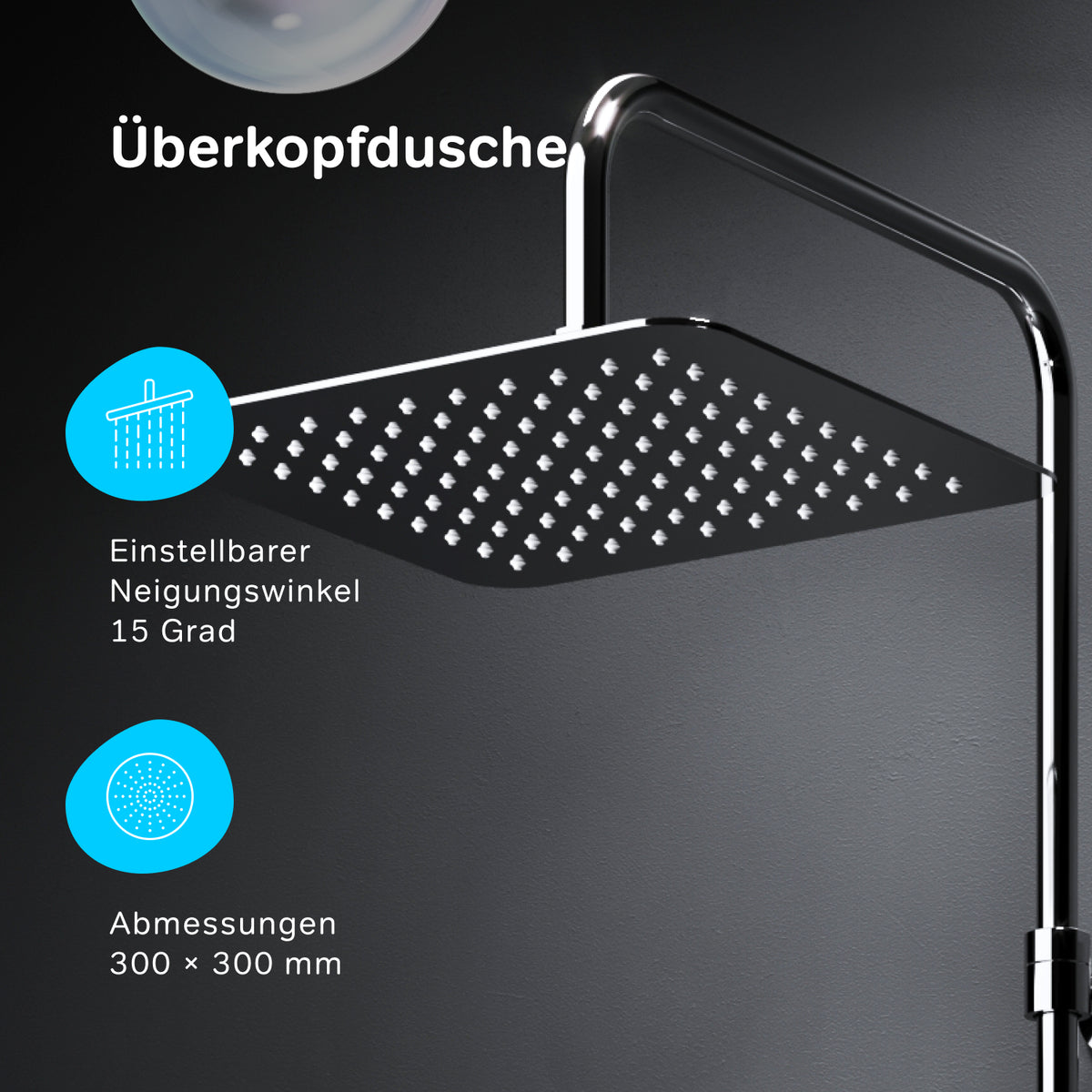 Système de douche Play avec thermostat et douche à effet pluie–F078X400