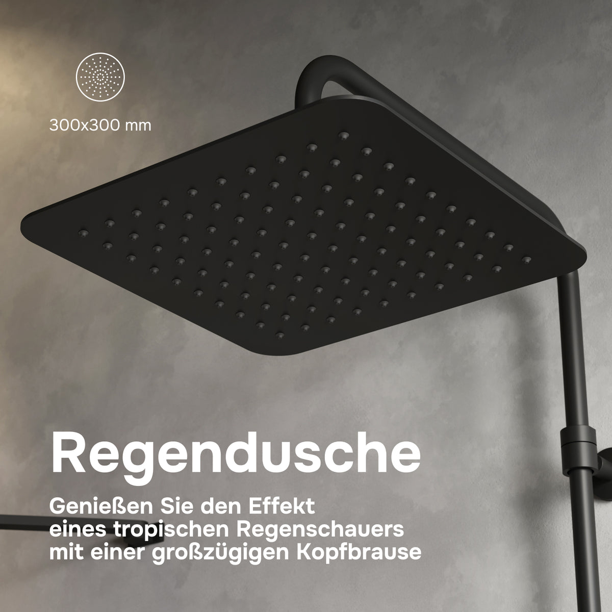 Duschsystem Play mit Thermostat und Regendusche, Schwarz – F078X422