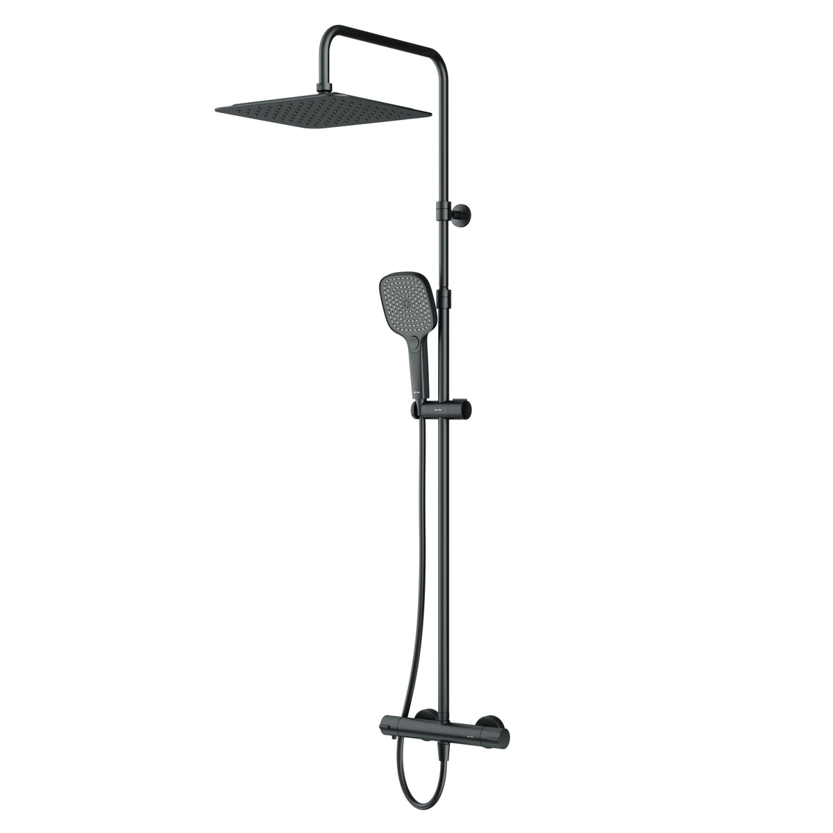Système de douche Play avec thermostat et pommeau de douche effet pluie, noir–F078X422