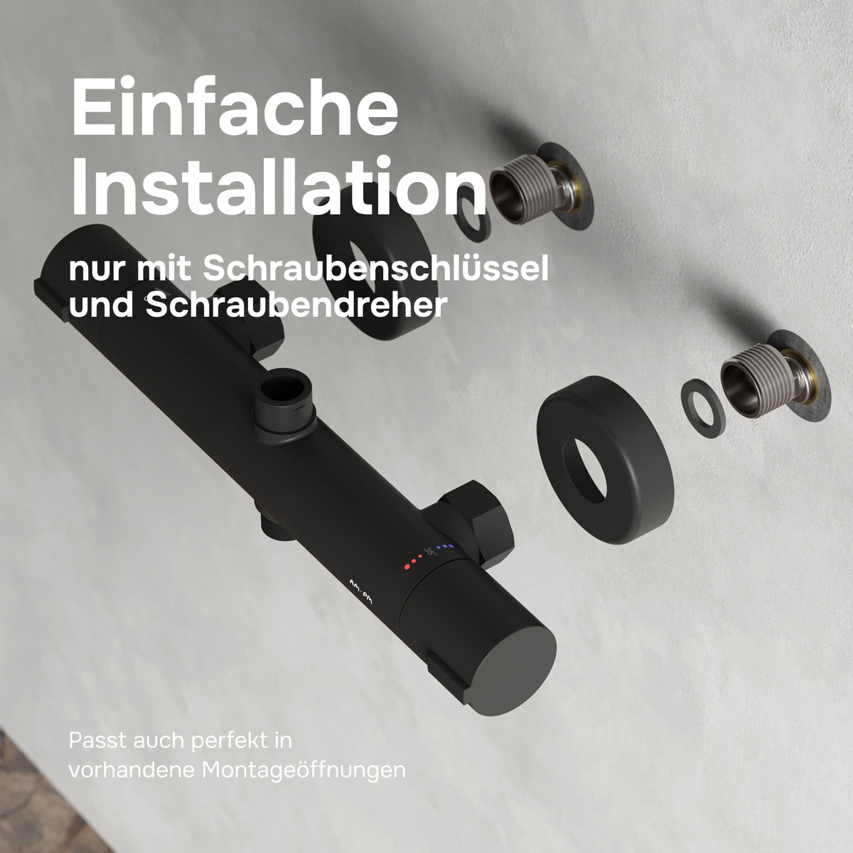 Duschsystem Play mit Thermostat und Regendusche, Schwarz – F078X422