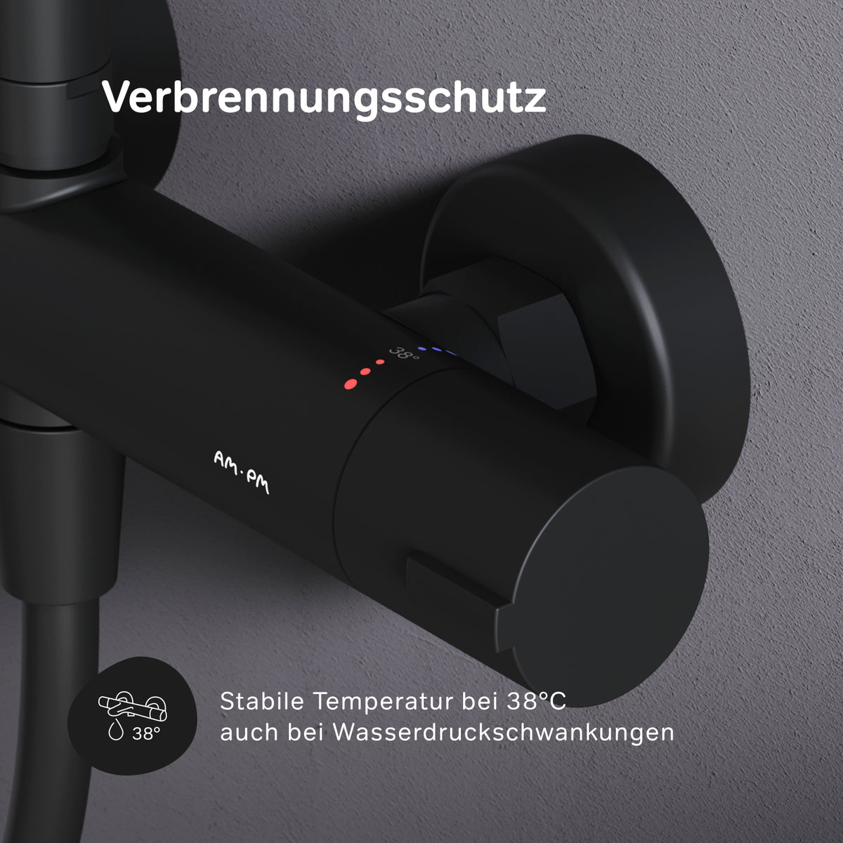 Système de douche Play avec thermostat et pommeau de douche effet pluie, noir–F078X422