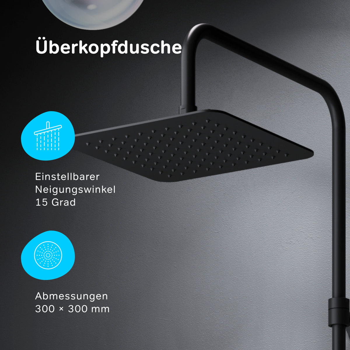 Système de douche Play avec thermostat et pommeau de douche effet pluie, noir–F078X422